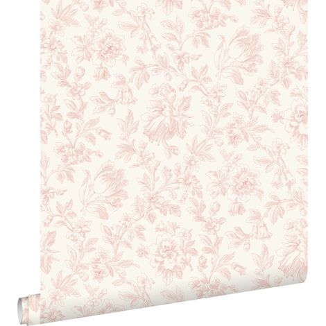 papier peint fleurs élégantes rose clair  - ESTAhome