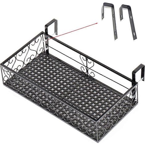 Hängende Balkonstütze aus Eisen, rechteckiges Topfpflanzgefäß-Geländer 50 cm, Blumenregal für den Außenbereich, Balkonhaken.