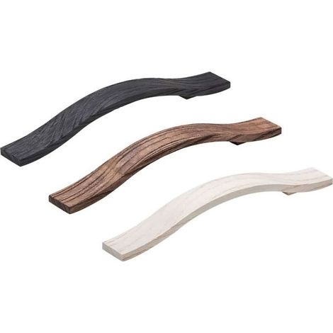 Poignée de meuble en bois brossé – Entraxe 160 mm – Longueur 240 mm – Largeur 30 mm – Hauteur 30 mm – Décor blanc – Fosun (1/2)