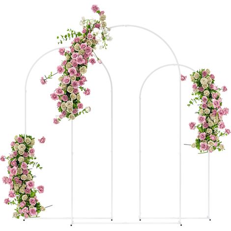 Outsunny Wedding Arch Frame Set, 2.2, 2, 1.8 m Arch Backdrop Stand White