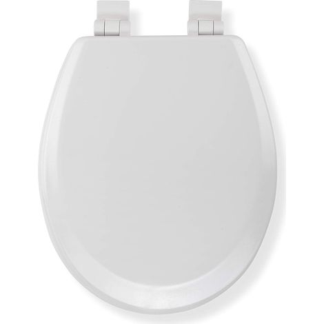 Croydex Soft Close Round Toilet Seat, White Wood with Sit Tight - Carron (1/5)