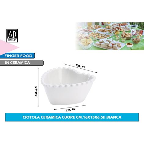 1 Pezzo Ciotola da Cucina in Ceramica Forma Cuore 16 x 15 x 6,5 cm