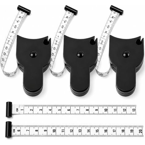 3-teiliges ergonomisches Körpermaßband, einziehbares Maßband mit selbstverriegelndem Druckknopf für Taille, Brust, Hüfte und Gliedmaßen, präzises Werkzeug für Fitness, Nähen und allgemeine Anwendungen (1/5)