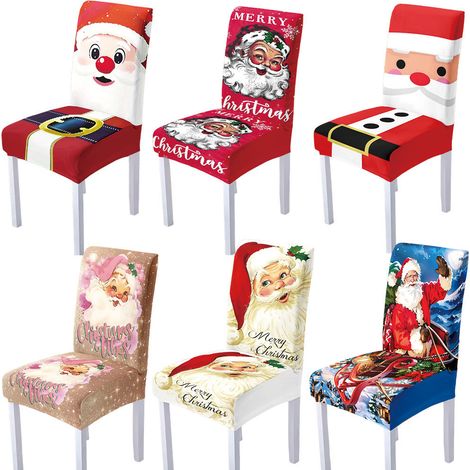 Set di 6 coprisedie natalizie - Coprisedie antipolvere per sala da pranzo - Decorazioni decorative - Coprisedie natalizie (1/2)
