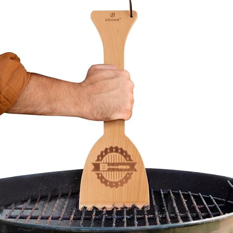 Grattoir Barbecue en Bois de Hêtre - Nettoyeur de Grille pour Poêle et Bol - sans Poils Métalliques - Outil de Nettoyage Sûr et Durable (1/5)