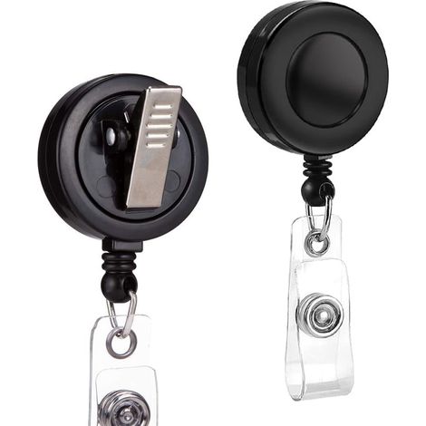Enrouleur Pour Porte-Badges Rétractable - Cordon Nylon 76 Cm - Clip Pivotant 360° - ABS Haute Résistance - Lot De 2 (1/5)