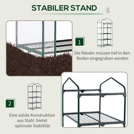 Serre aluminium transparente, mini serre de jardin, chassis froid 4 niveaux, 70x50x160 cm (1/4)