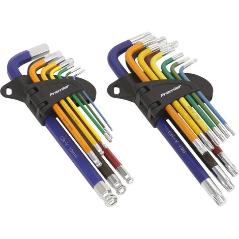 Sealey AK7193 AK7190 18pc Hex/TRX-Star Colour Coded Key Set