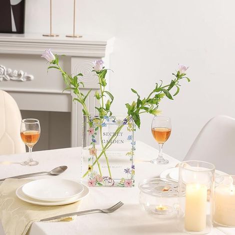 Vase en verre, 17,8 cm, dégradé multicolore, vase à fleurs gris transparent (1/4)