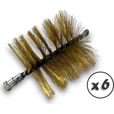 Lot de 6 Brosses à tube PRO LAITON Ø 120 mm Raccord M12175 femelle Ame en acier torsadé Nettoyage brossage tube et canalisation Kibros 41SCL120x6