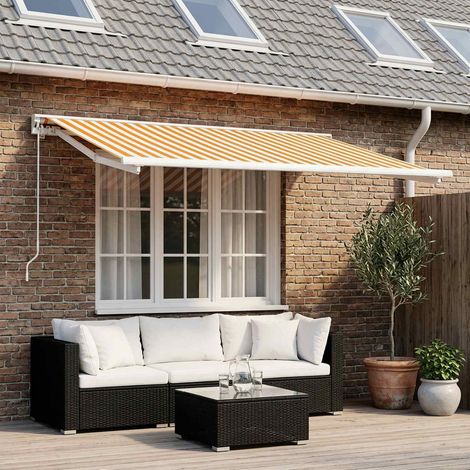 vidaXL Tela de Repuesto para Toldos Amarillo y blanco 300 x 250 cm (1/5)