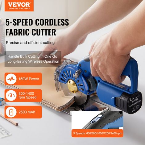 Ciseau Couture Électrique sans Fil 150 W Coupe-Tissu Rotatif Électrique Épaisseur de Coupe 27 mm Coupeuse Électrique Lame 100 mm 5… (1/5)