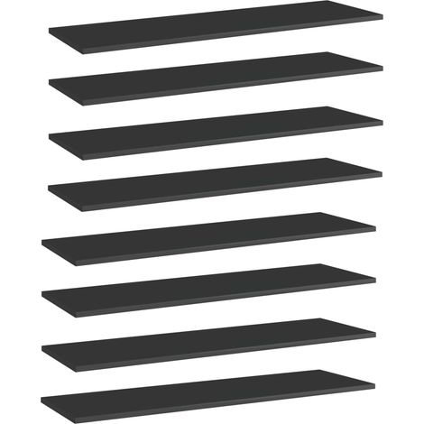 Estante estantería 8uds contrachapada negro brillo 100x30x1,5cm vidaXL (1/5)