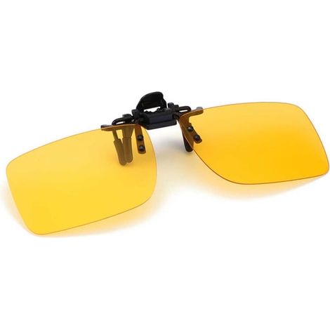 Lunettes de soleil à clip, verres jaunes 43x60mm, vision nocturne jaune