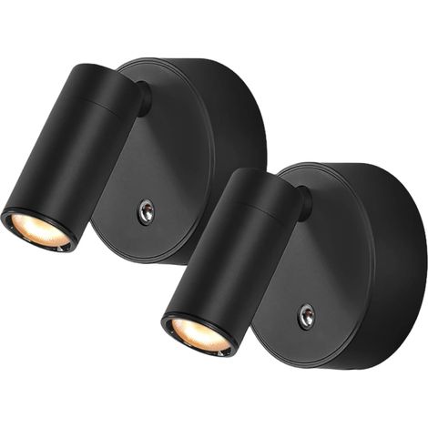 Applique Murale avec Interrupteur, 2 Pièces Orientable à LED Liseuse Lampe de Lecture Dimmable 3 Couleurs de Lumière Lampe de Chevet Murale Moderne pour Chambre Salon Camping (1/5)