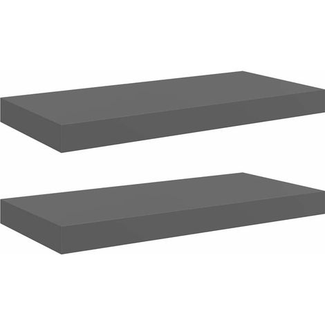 Maison Exclusive - Schweberegale 2 Stk. Hochglanz-Grau 50x23,5x3, (1/5)