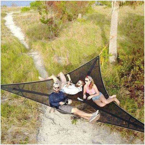 Multi person portable hammock hamac triangulaire Multi - personnes hamac de camping extérieur Hamac de camping extérieur 2.8 2.8 2.8m noir (1/5)