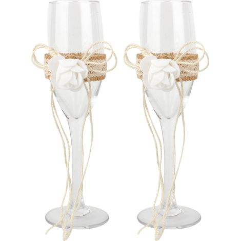 Verre à Vin Rouge - Verre à Champagne - Pour Mariage Et Fiançailles - Lot De 2 Pièces (1/5)