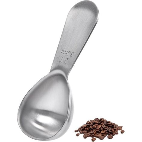 Messlöffel aus Metall für Kaffee, Edelstahl 18/8, kleiner Lebensmittelmesslöffel, 2 Esslöffel mit kurzem Griff für gemahlene Kaffeebohnen, Tee, P (1/5)