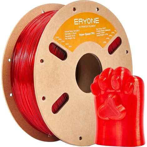 Filament TPU, diamètre 1,75 mm, haute flexibilité, Tran-Rouge (1/2)