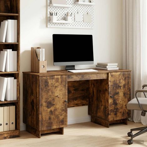 vidaXL Scrivania Rovere Fumo Legno ingegnerizzato 142,5 x 50 x 75 cm (1/5)