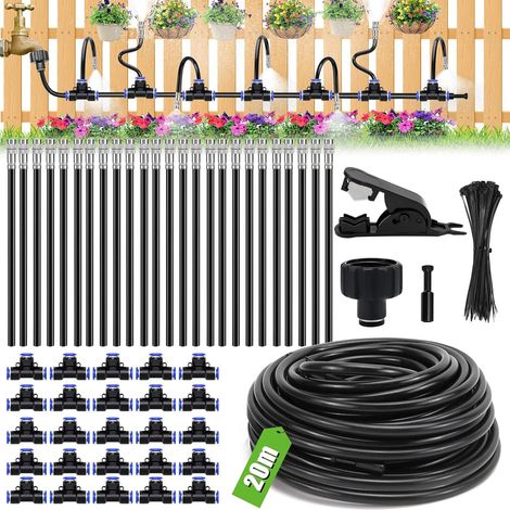 Drip Watering System for Outdoors, 20 m Irrigation Garden Irrigation 360° Adjustable Flow, Flexible Hose, Simple Installation, for Greenhouse, Balcony, Patio, Vegetable Garden and Potted Plants (1/5)