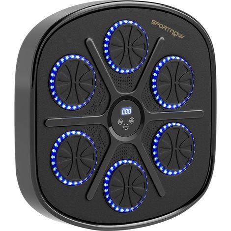 Machine de boxe musicale, appareil de boxe rythmique, 9 modes, Bluetooth, lumières LED, gants de boxe inclus, noir (1/5)