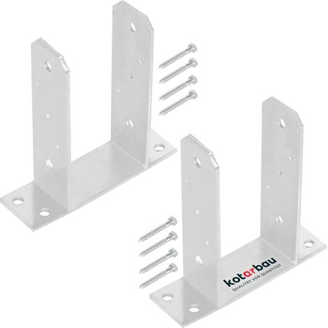 KOTARBAU® 2 Pièces Support Poteau Bois - à Visser - TT - Acier Galvanisé - 100 mm - Argent - Pied de Poteau - Fixation Robuste - Embase (1/5)