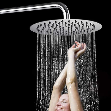 30cm Round Shower Head Silicone Stainless Steel Shower Head Anti Limescale Rain Shower for Bathroom, 12 Inches (1/5)