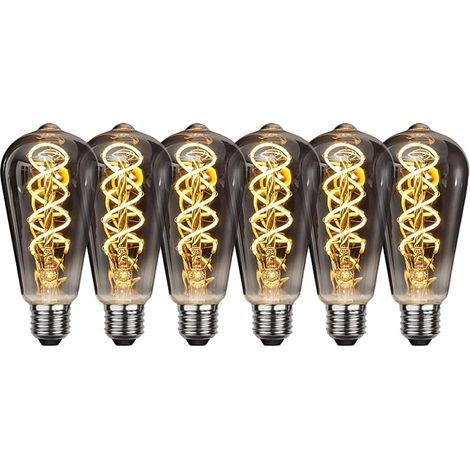 Ampoule Vintage Edison E27, 6W LED Vintage E27 Dimmable ST64 Lampe Retro LED Lumière Chaleureuse 2700K Parfaite pour Éclairage Nostalgique et Rétro à la Maison, Café et Bar, 6 Pièces (1/5)