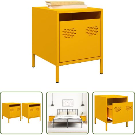 vidaXL Table de chevet industriel - Tables de chevet 2 pcs jaune moutarde 35x39x43,5 cm acier (1/5)