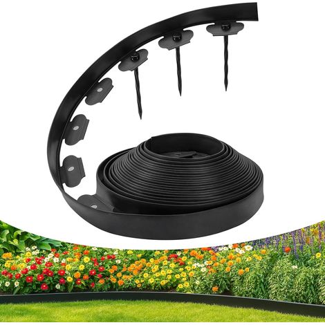 Bordure de jardin flexible 1,5 pouce x 10 m – 50 flèches incluses – Installation sans creuser pour pelouses, parterres de fleurs et allées (1/3)