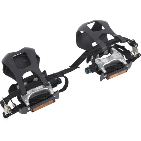 1 Paire de pédales en aluminium pour vélo d'appartement avec attaches et sangles ajustables 9/16" (1/5)