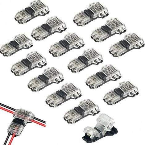 Connecteur de fil 2 broches 2 voies Connecteurs universels basse tension à fils compacts de type T Pas de dénudage nécessaire pour les câbles 20/22 AWG (type T). (1/4)