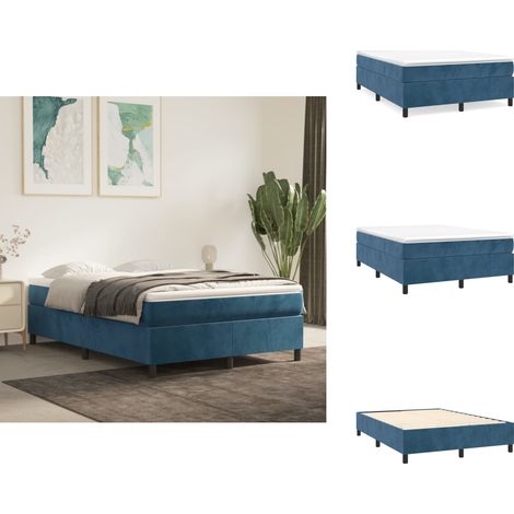 Boxspringbett mit Matratze Dunkelblau 140x200 cm Samt - Samtbett - Boxspringbett - Doppelbett - Bettauflage - Matratze (1/5)