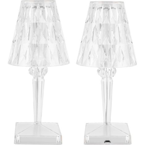 Lampe de bureau LED en cristal avec motif diamant prismatique transparent, rechargeable par USB, à intensité variable, idéale pour les chambres, salles à manger, bars, bureaux et comme lampe décorativ (1/5)