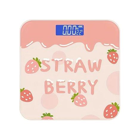 Balance connectée Bluetooth - Écran LCD - Vision nocturne - Capacité 180 kg - Mesure IMC et métabolisme - Design fraise - Rechargeable USB - Pour maison et fitness (1/5)