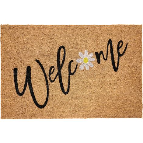 Fußmatte CALIBATO Naturfarben 60 x 90 cm Schriftzug Kokosfasern