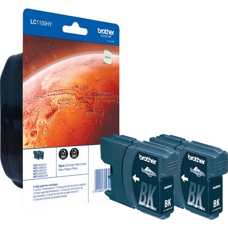 Brother LC1100HYBKBP2 cartucho de tinta 2 pieza(s) Original Negro
