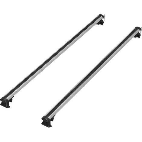 Barres de toit de voiture transversales porte-bagage verrouillables 2 clés fournies alliage d\'aluminium 123,5 x 5,5 x 7 cm argenté et noir (1/5)