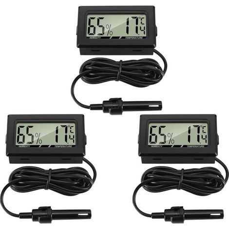 Thermomètre numérique avec hygromètre et sonde externe – Plage de température : -50 °C à 70 °C – Précision : ±1 °C – Longueur du câble : 1,5 m (1/5)