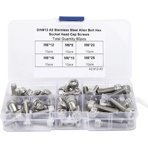Ensemble 60 vis à tête cylindrique creuse inox 304 pour électronique avec boîte plastique (1/5)