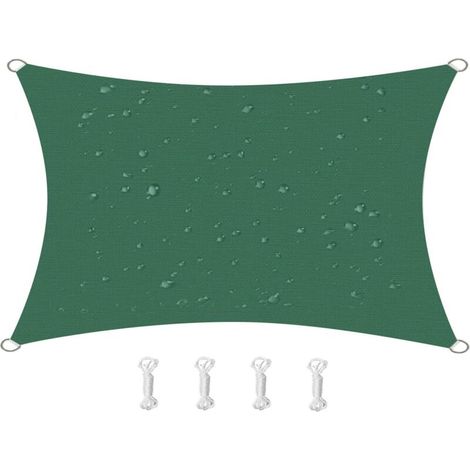 Voile d'ombrage extérieure, Tissu Oxford 2x3m, Vert foncé, protection UV 95%