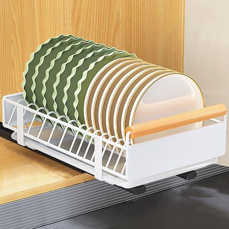 Tiroir Coulissant, Armoire Coulissante en Métal Organiseur avec Poignée étagère, Coulissant Extensible pour Armoires de Cuisine, Salon (Porte-Assiettes) Porte-assiettes - (1/5)