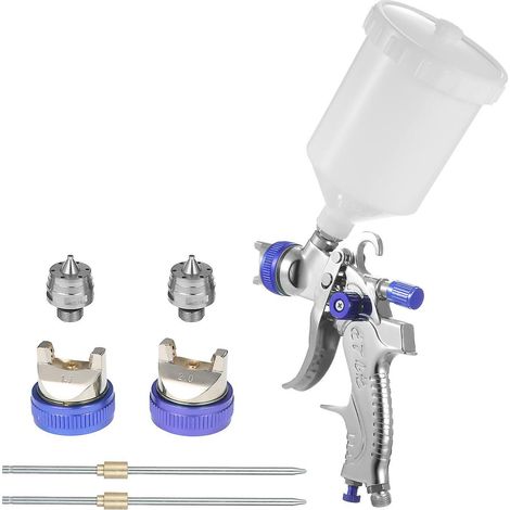 Schwerkraft-Druckluft-Spritzpistole HVLP-Farbspritzpistole mit 600-ml-Behälter und 1,4-mm-, 1,7-mm- und 2,0-mm-Düsen für Lackierarbeiten