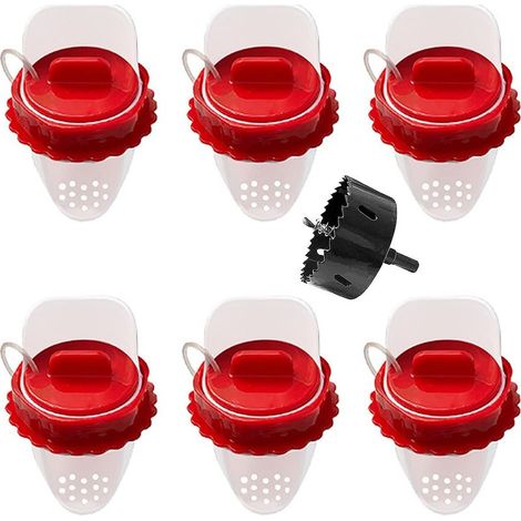 Mangeoire Poules, Mangeoire Poule Automatique, 6 Ports DIY Mangeoire à volaille Gravité Kit pour Seaux Tonneaux Bacs (1/5)