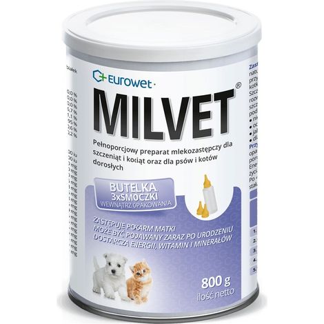 Sustituto de leche Eurowet Milvet para perros y gatos 800 g