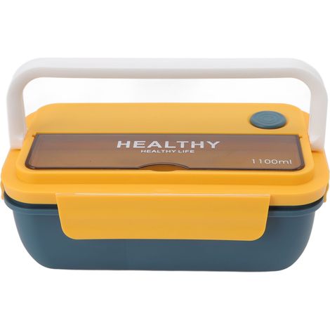 Isolierte Lunchbox (1100 ml), großes Fassungsvermögen, auslaufsicher, ideal für Salate im Büro, blau/gelb (1/5)