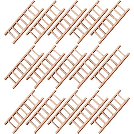 Mini Échelles en Bois Lot de 15 pour Maison Miniature Accessoires pour Décorations de Table à Sable et Bonsaïs (1/5)