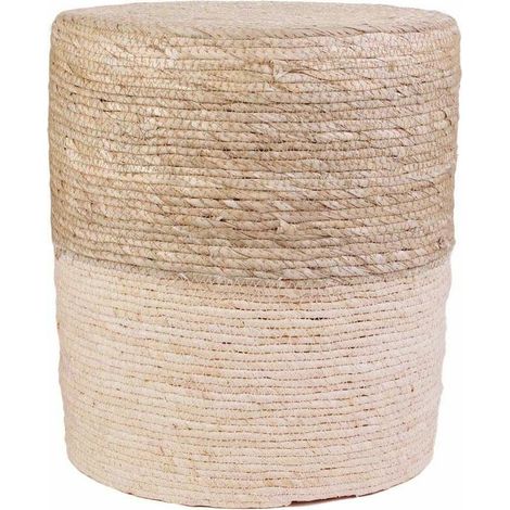 HOME DECO FACTORY HD6570 Pouf Blue Lagoon Beige, Polyester Bois-Contreplaque Textile-Jonc, Sabbia-Blu, 35.00 x 35.00 x 41.00 cm (1/4)